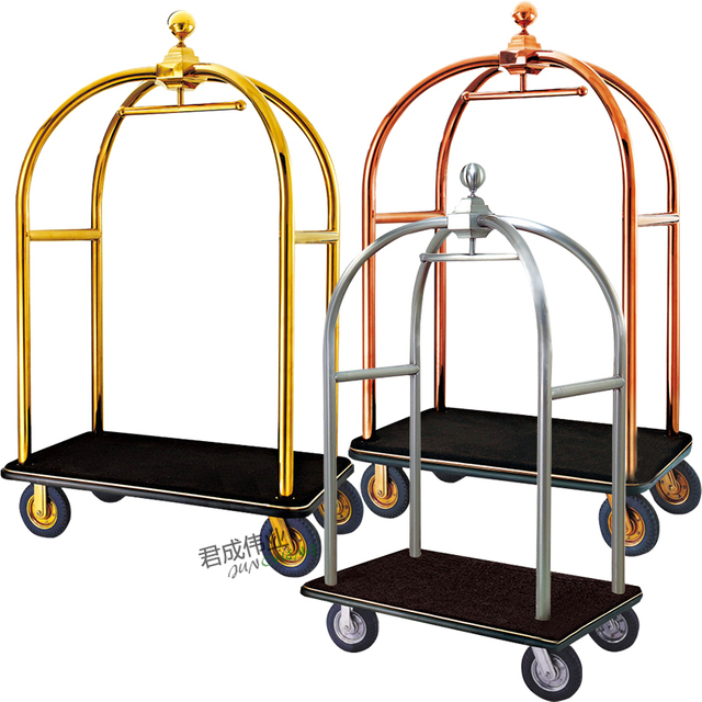 XL-8A Stainless Steel Trolley Silent Wheel Luggage Trolley for Hotel