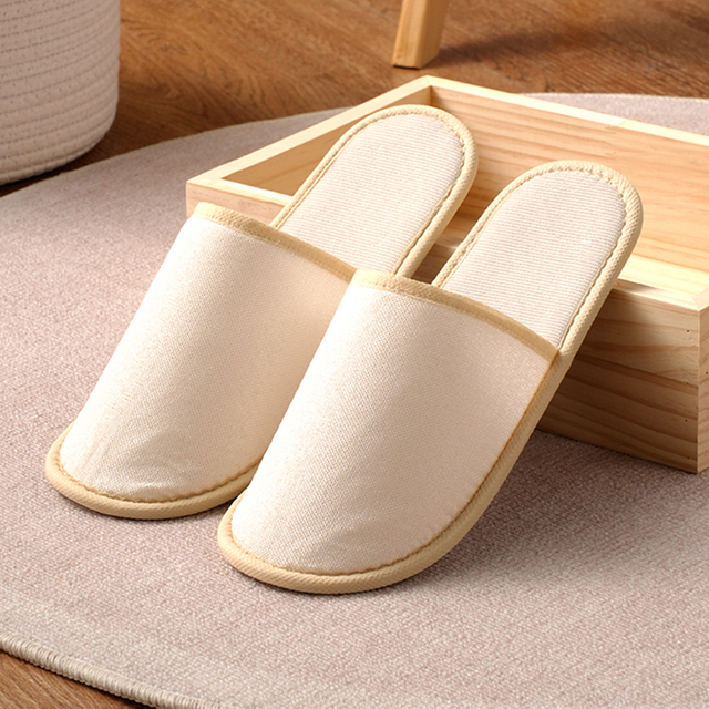Yellow Disposable Slippers with 6mm Anti-Slip Leaf Pattern Sole