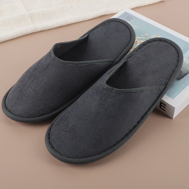 Dark Gray Striped Slippers