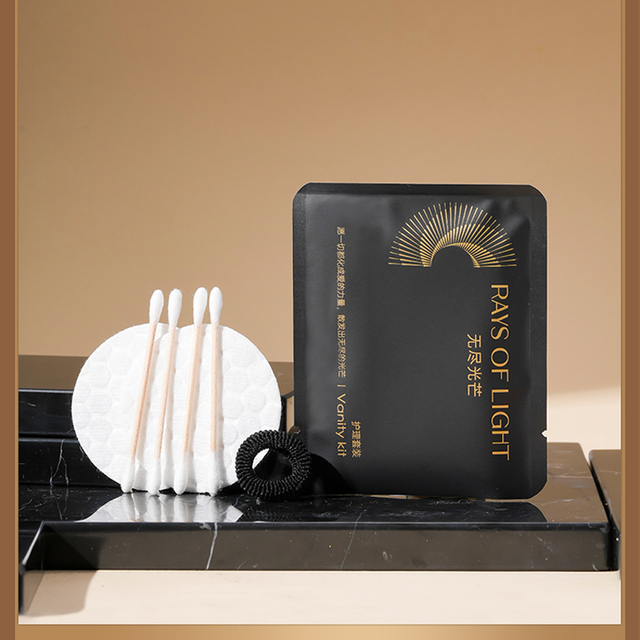 Hotel Disposable Care Kit with Cotton Swabs Hair Tie Cotton Pad