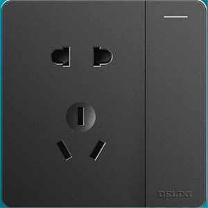Power Panel Switch Matte Black Switched 5-Hole Wall Socket