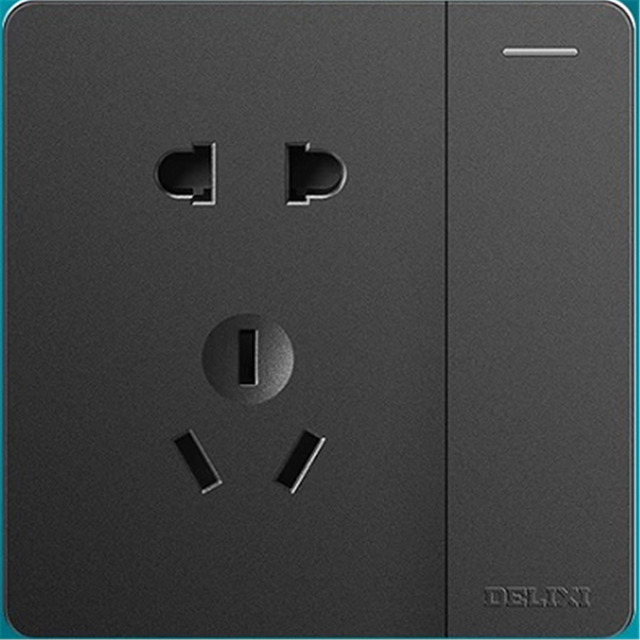 Power Panel Switch Matte Black Switched 5-Hole Wall Socket