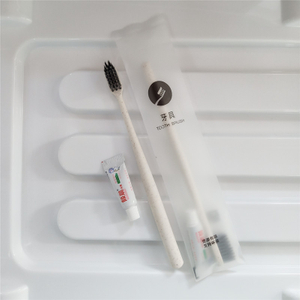 Disposable Toothbrush Set in Soft Film Packaging 9g Straw Toothbrush + 3g Toothpaste