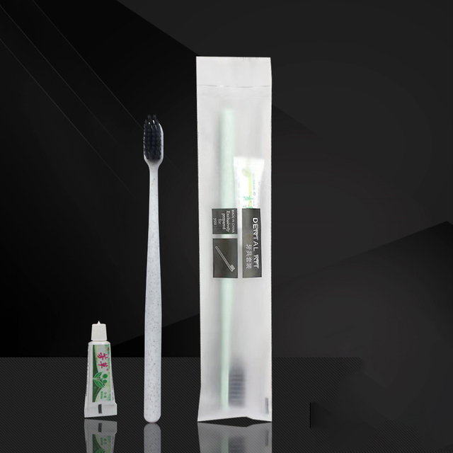 Soft Film Bag Disposable Toothbrush Set 9g Straw Toothbrush + 3g Herbal Toothpaste