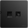 86 Type Hotel Universal Socket Matte Black Two-hole Socket Panel