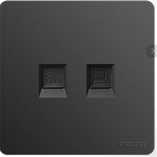 86 Type Hotel Universal Socket Matte Black Two-hole Socket Panel