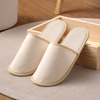 Yellow Linen Disposable Slippers with 5mm Wavy Pattern Sole