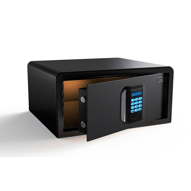 ORBITA OBT-2042MJ Hotel Safe Box, Black & Orange Finish 5mm Cold Rolled Steel Security Safe with Audit Trail, 4 Opening Methods for Hotel Rooms